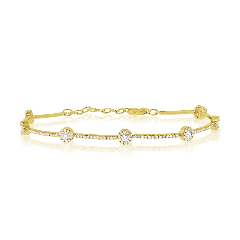 Luxury Wedding Bracelets-Dazzling 14K Gold Diamond Tennis Bracelet