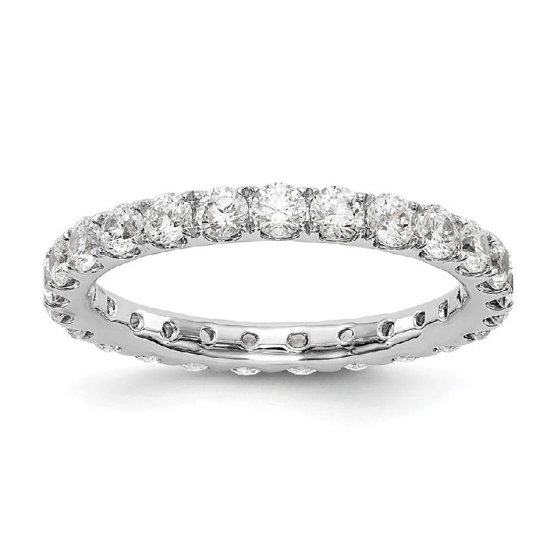 Sterling Silver Rings-2.4mm Platinum U Shared Prong 1.5 Ctw Diamond Eternity Band