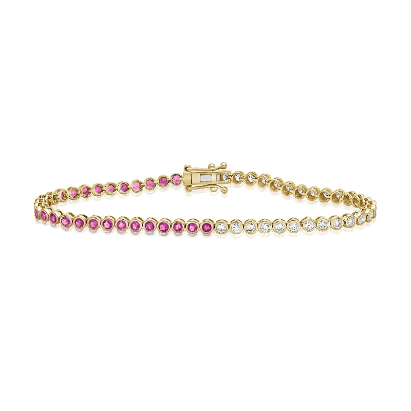 Beautiful Link Bracelets-Exquisite 2.70 Carat Pink Sapphire and Diamond Tennis Bracelet