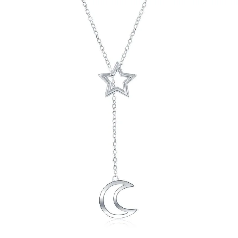 Sterling Silver Hanging Crescent Moon Necklace