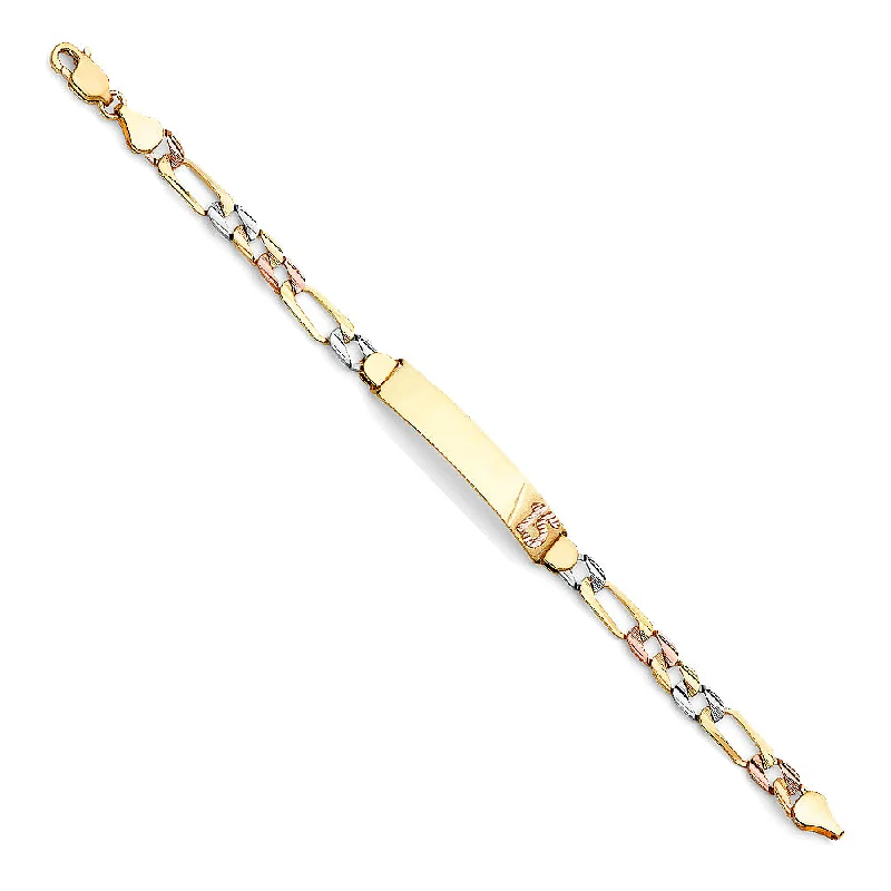 Modern Diamond Bracelets-14K Figaro Link 15 Years ID Bracelet