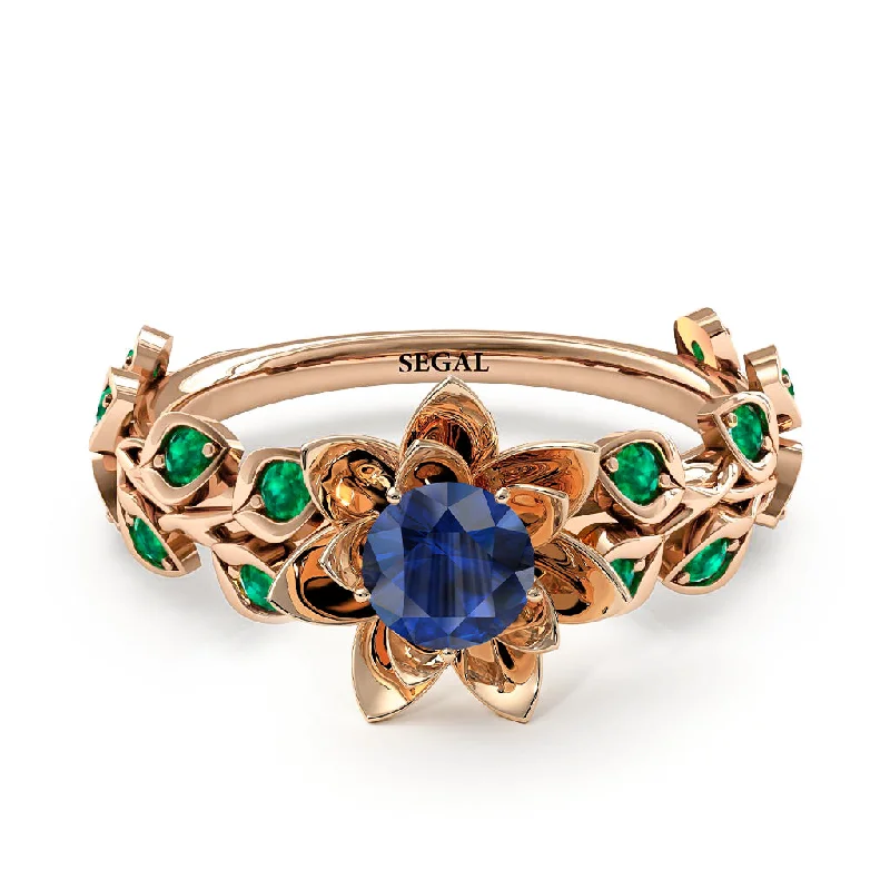 Bold Statement Wedding Rings-Lotus Flower And Leaves - Anna no. 20