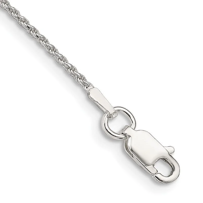 Designer Wedding Bracelets-Sterling Silver 1.1mm Diamond-cut Rope Chain Bracelet