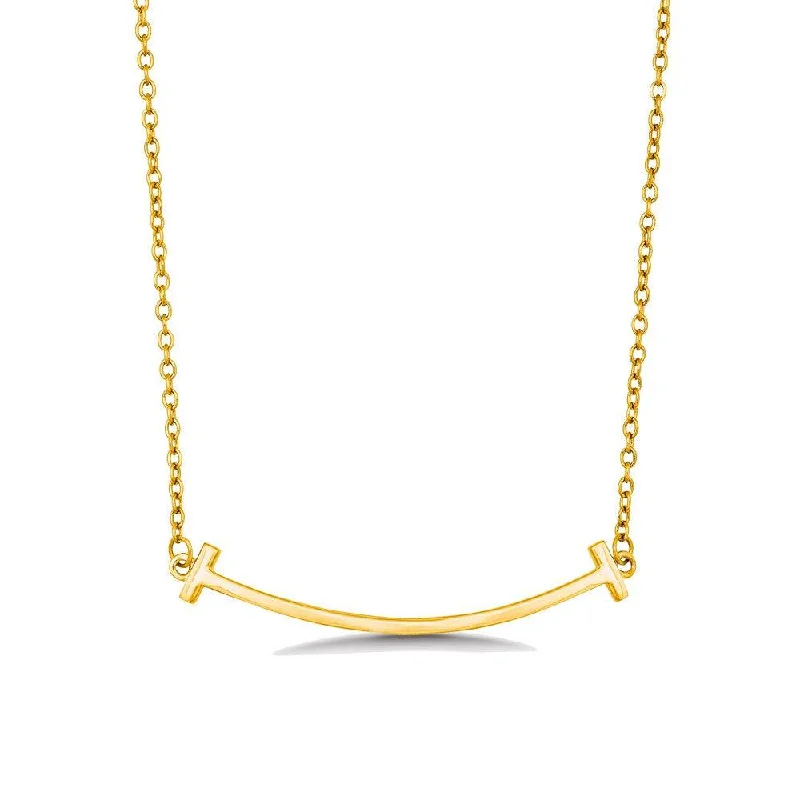 Sterling Silver Gold Plated Double T Curved Bar Necklace