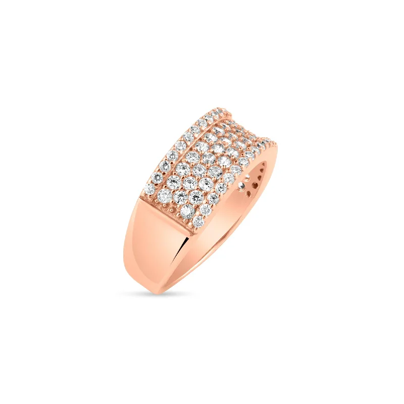 Bridal Engagement Ring Sets-Silver 925 Rose Gold Plated Micro Pave CZ Ring - BGR00608