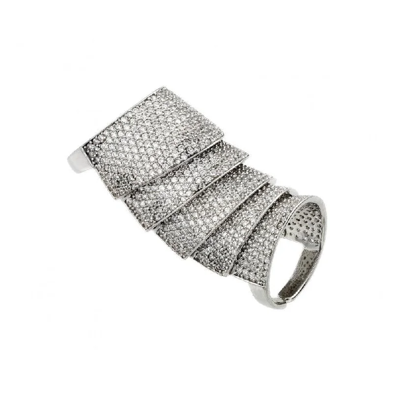 Customizable Engagement Bands-Silver 925 Rhodium Plated Armadillo Shell Pave Ring - GMR00027