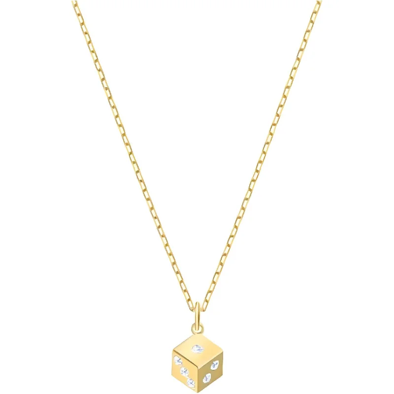 Swarovski Women's Necklace - Tarot Magic Yellow Gold Dice Shape Pendant | 5523560