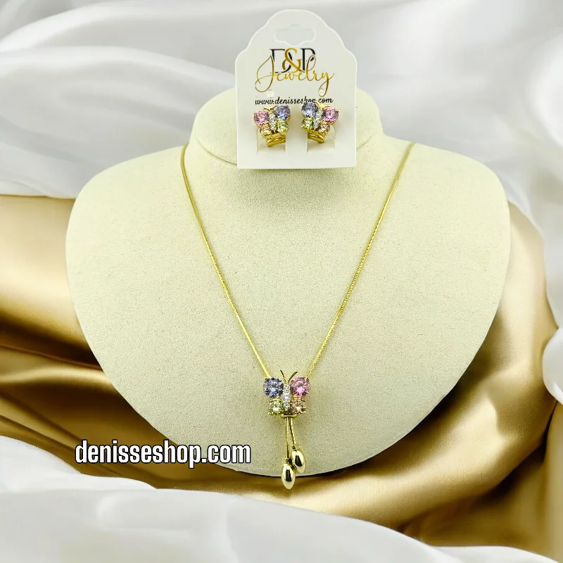 14K MULTI COLOR STONE  FASHION NECKLACE SET N31