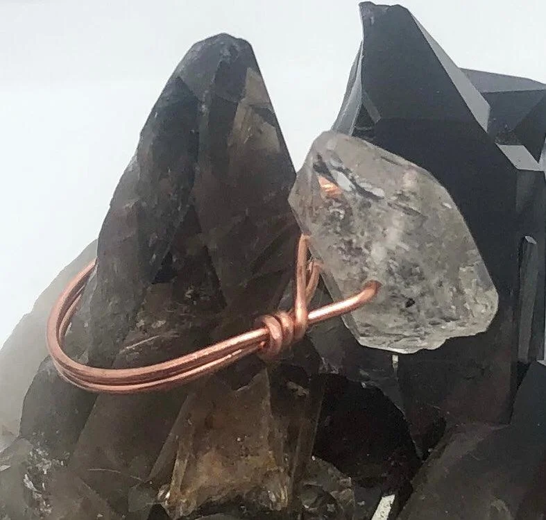 Bold Silver Rings-Herkimer Diamond Copper Handmade Ring