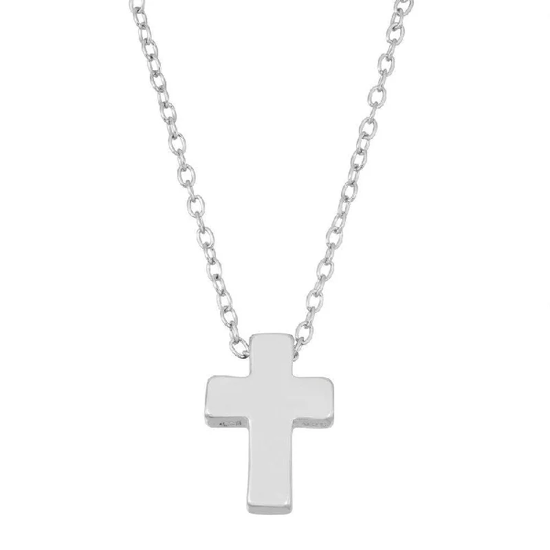 Sterling Silver  Small Shiny Cross Necklace