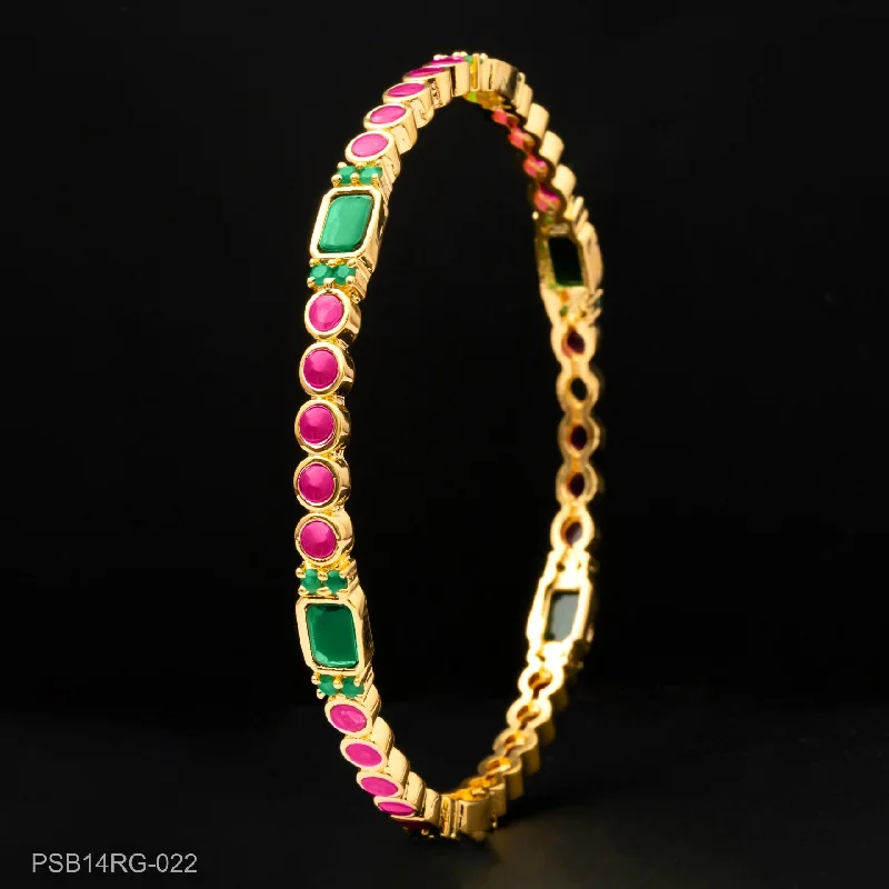 Fashionable Bridal Bangles-24ct Heavy Gold Layered Stone Bangle PSB14RG-022