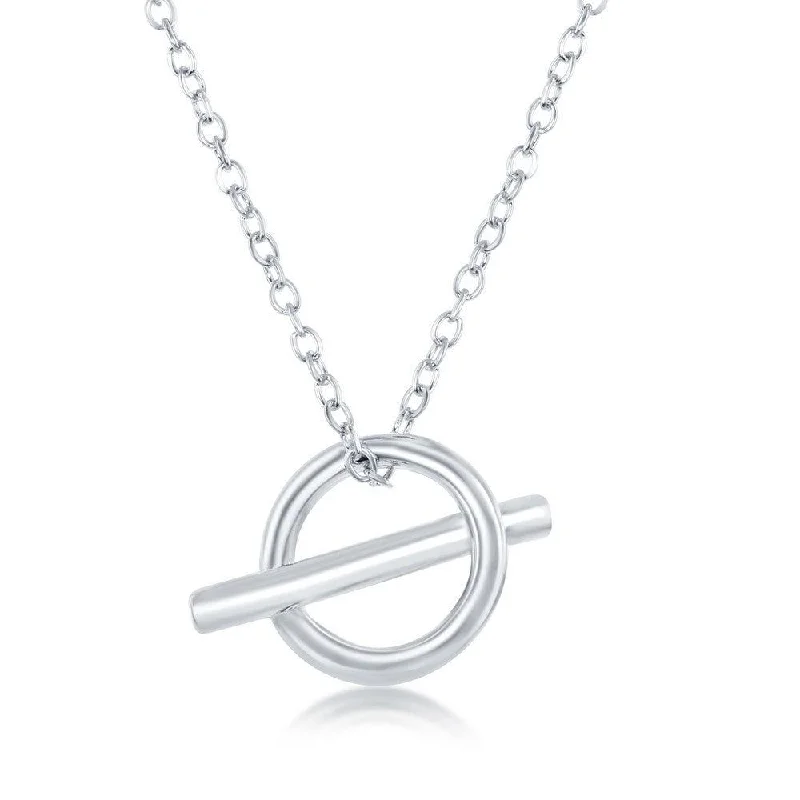 Sterling Silver Open Circle and Bar Necklace