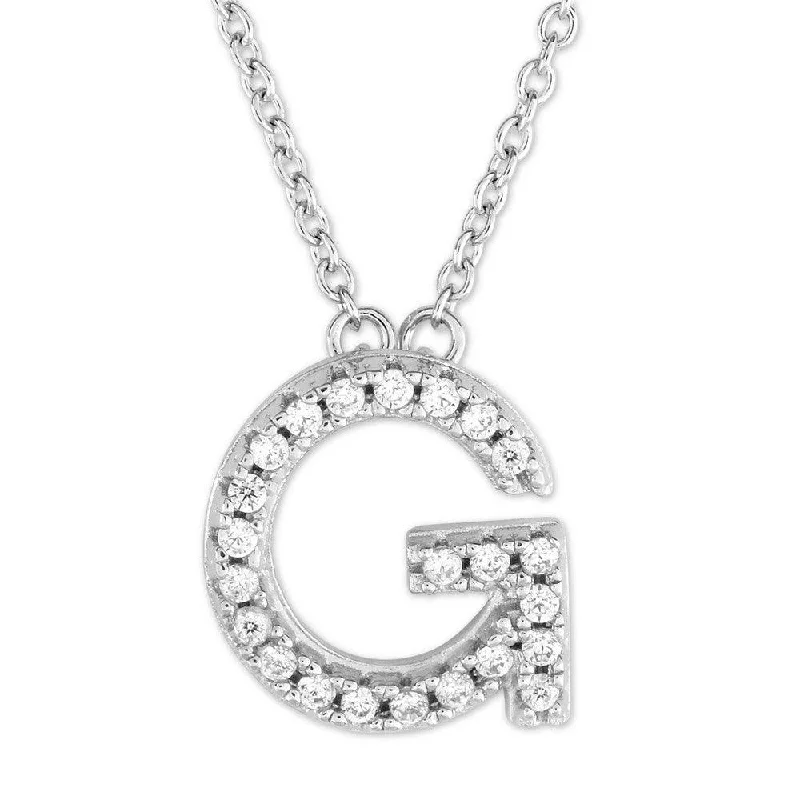 Sterling Silver Micro Pave "G" Pendant Necklace