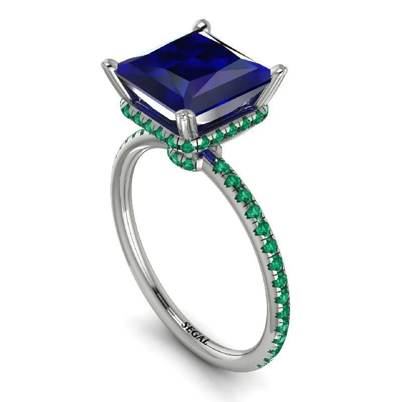 Elegant Silver Rings-Trendy Hidden Halo Sapphire Princess Cut Engagement Ring - Daria No. 30