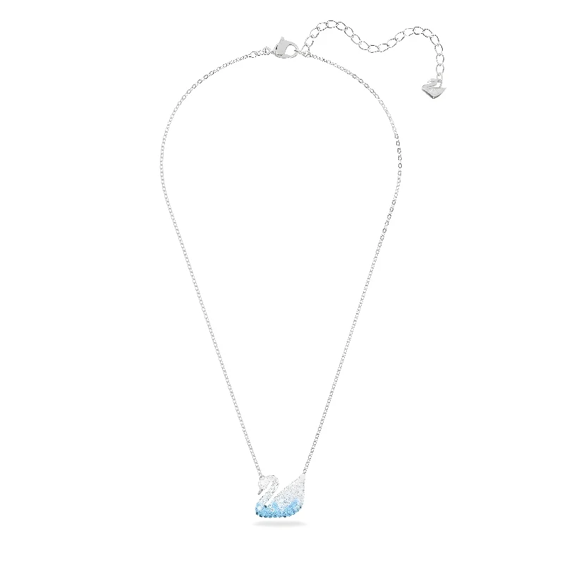 Swarovski Women's Pendant Necklace - Swan Medium Blue and White Crystals | 5633856