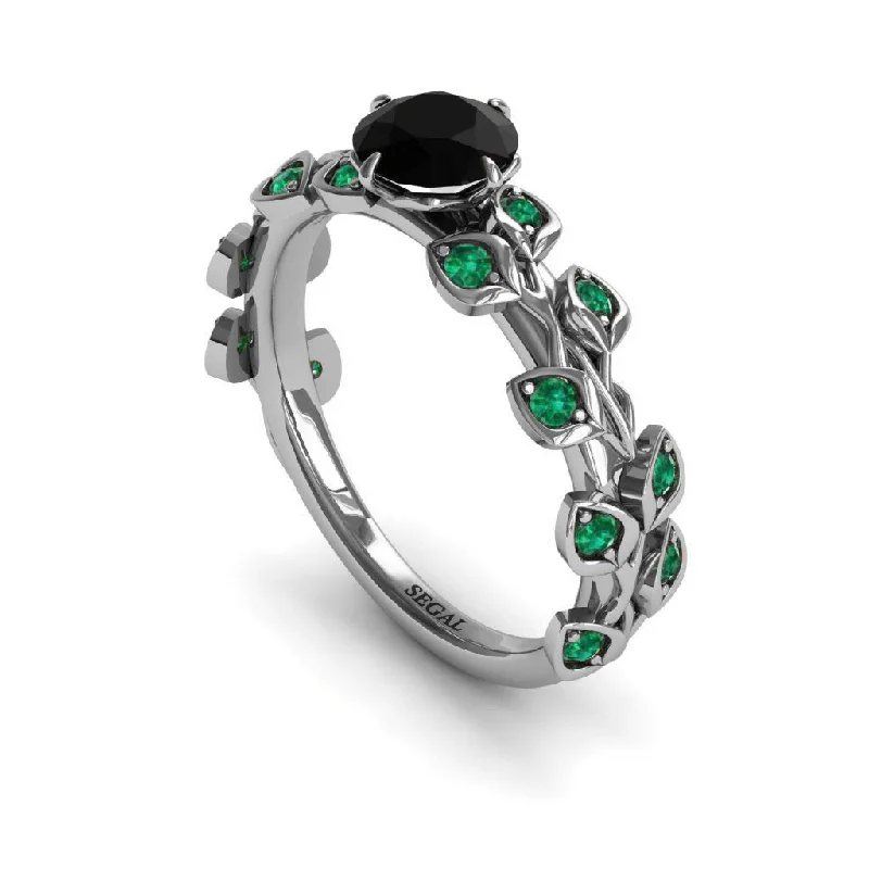 Birthstone Rings for Women-Leaves All Around Black Diamond ring- Sydney no. 48