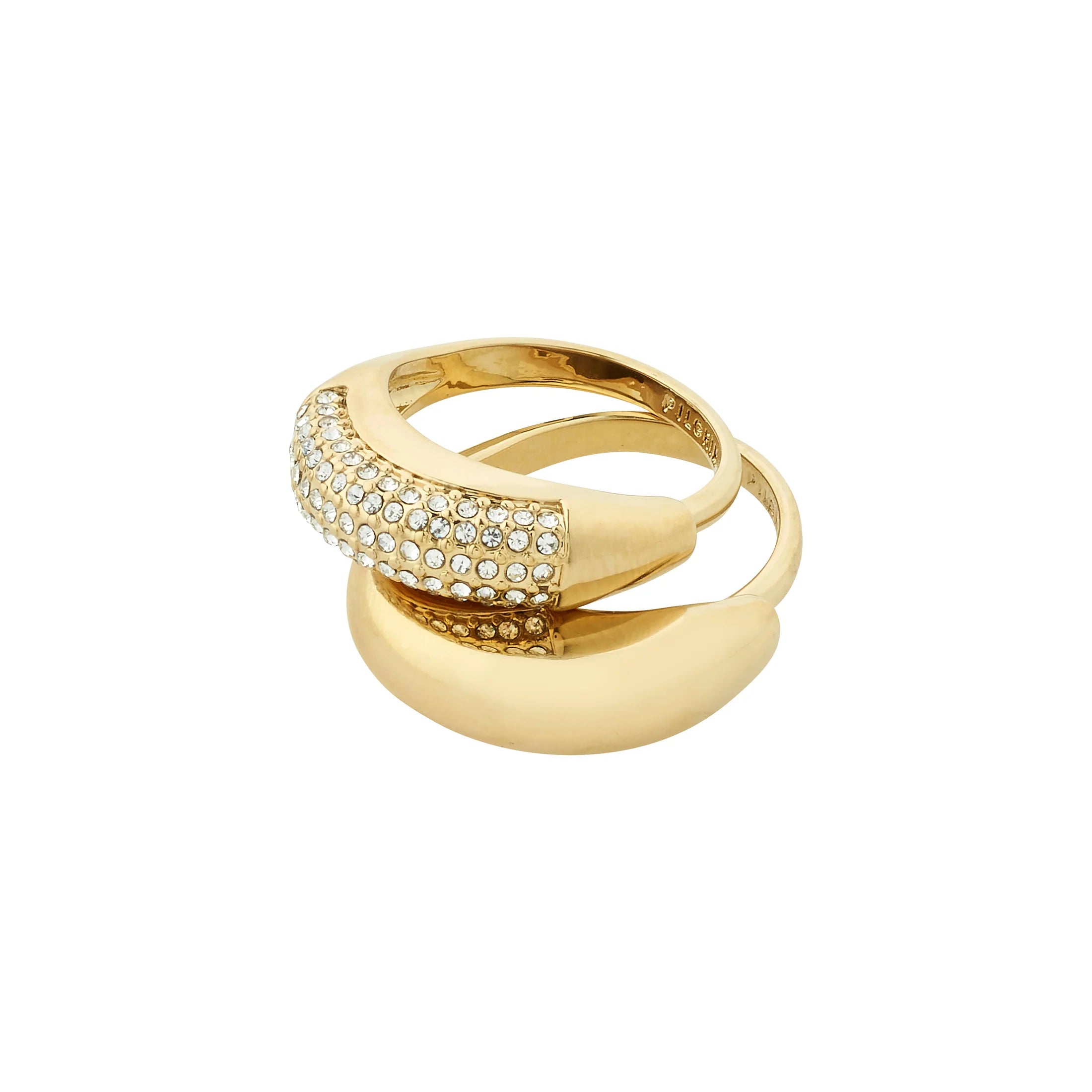 Beautiful Engagement Ring Sets-Learn Gold Plated Crystal Ring Set