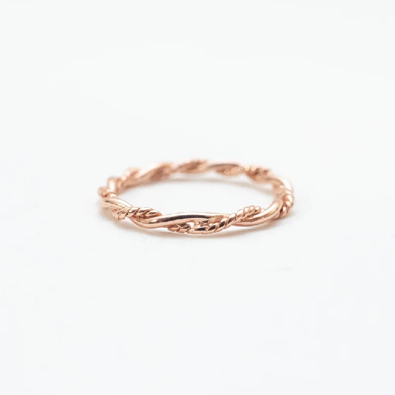 Handcrafted Diamond Rings-Rose Gold Plated Double Twisted Ring