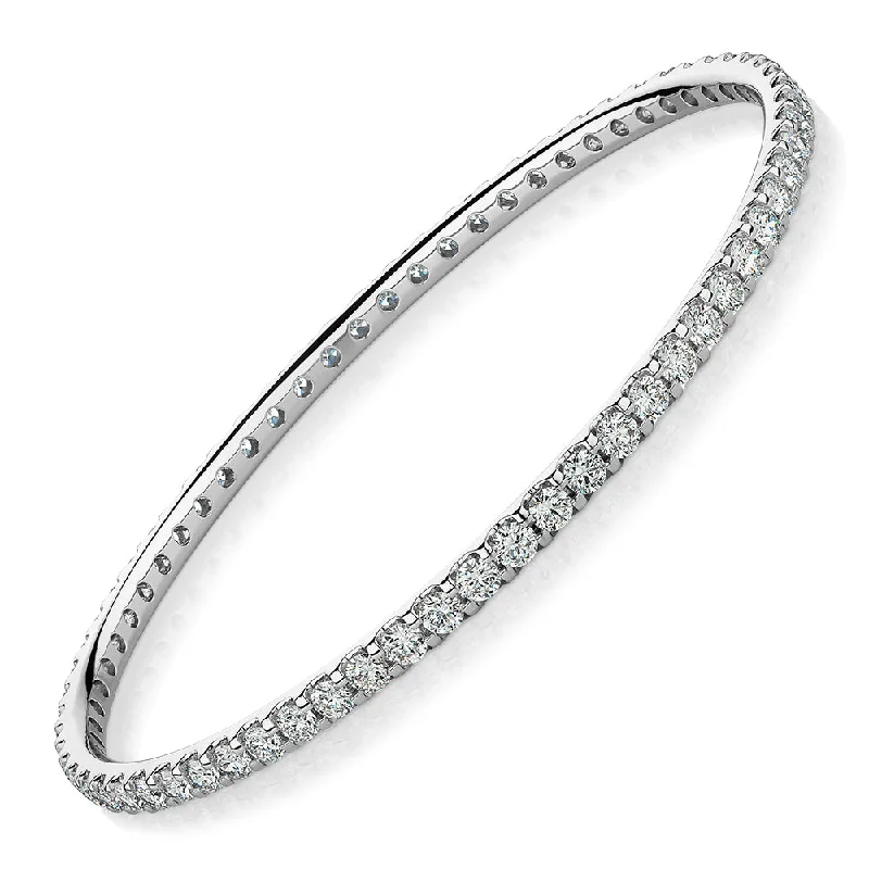 Bohemian Style Bangles-Premium Lab-Grown Diamond, 6 carat TW round brilliant bangle in 14 carat white gold