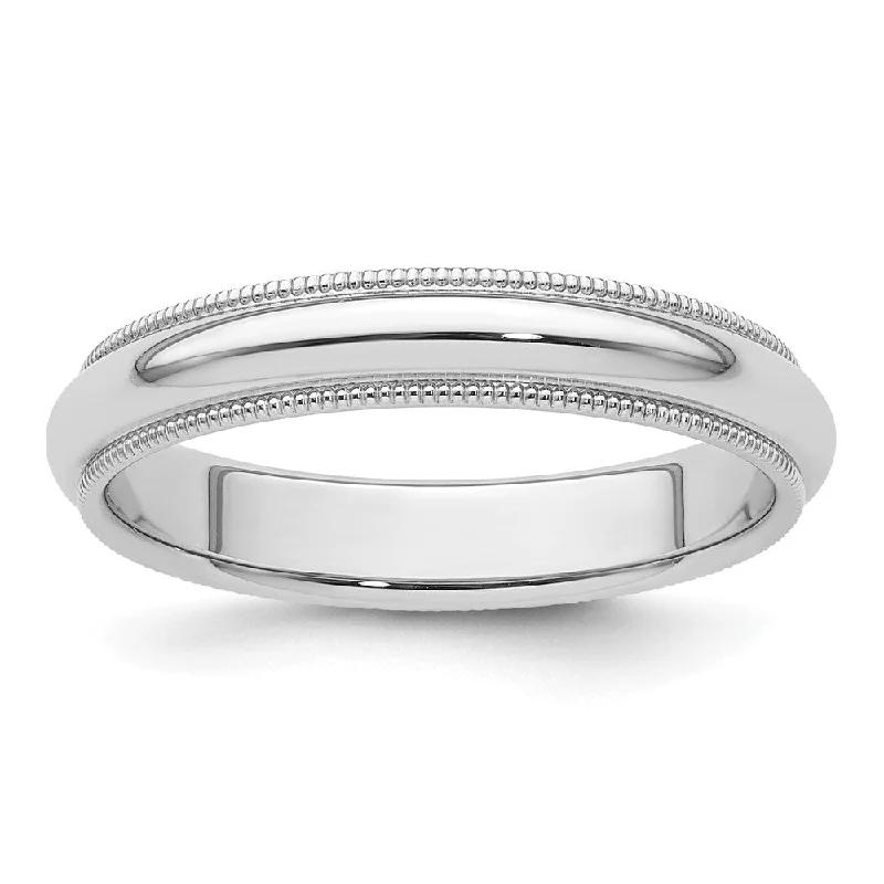 Silver and Gold Rings-4mm to 6mm Platinum Milgrain Edge Domed Comfort Fit Band