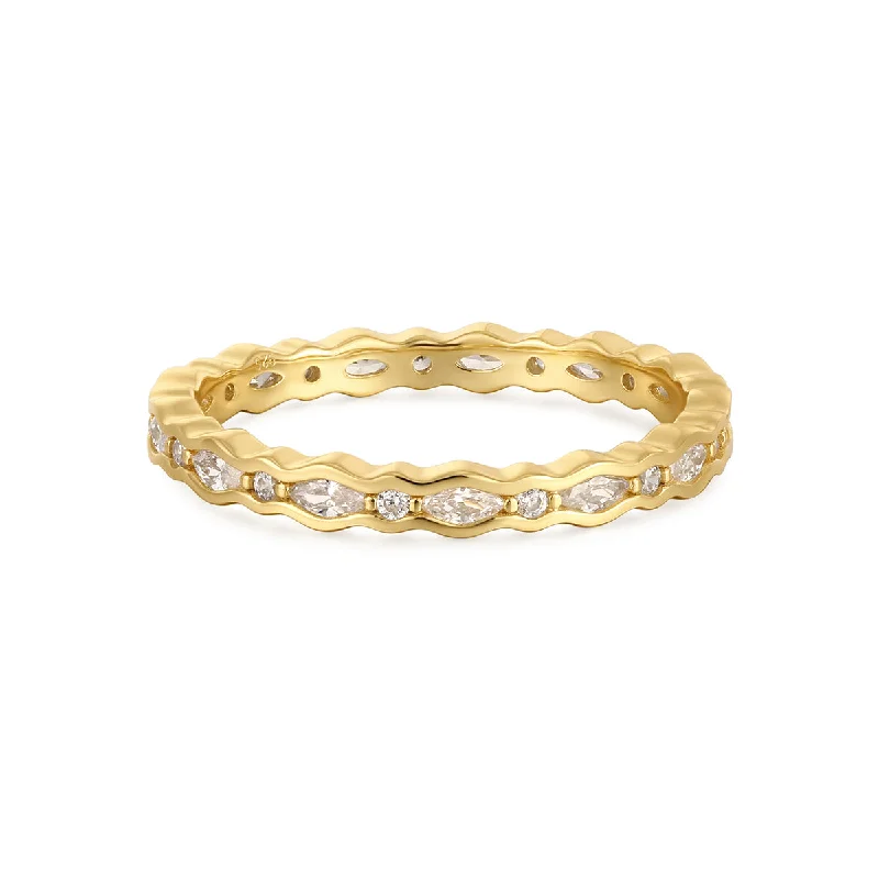 Adjustable Diamond Rings-Gold Vermeil Multi CZ Stone Ring