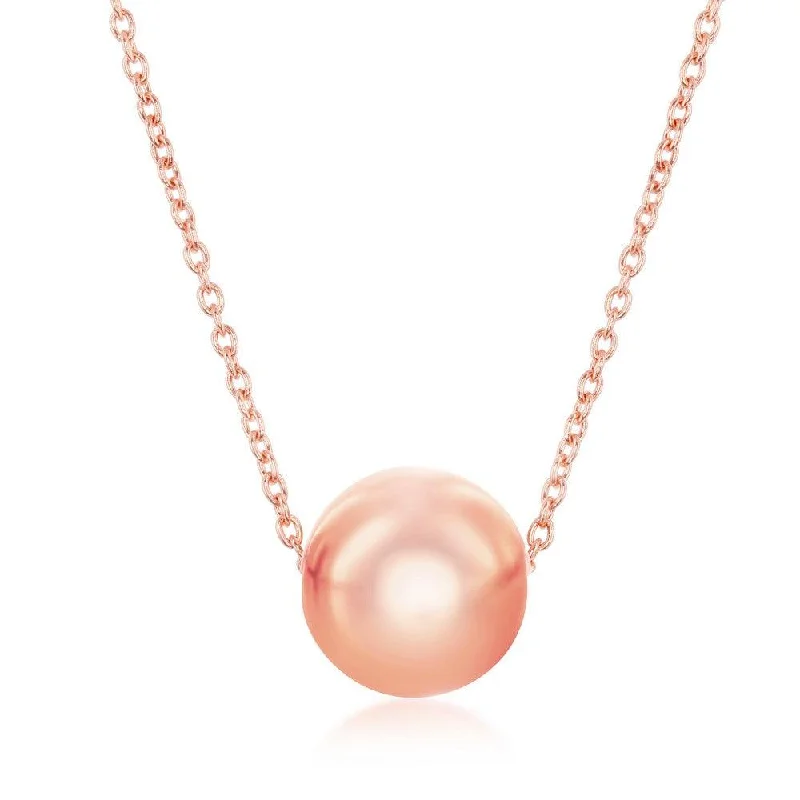 Sterling Silver Rose Gold Plated 10mm Bead Necklace