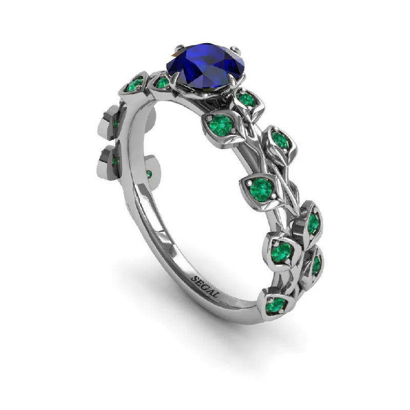 Fashionable Rings for Women-Leaves All Around Sapphire Ring- Sydney no. 66