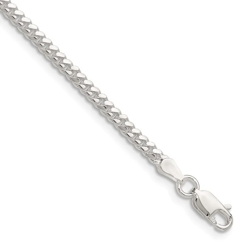 Personalized Tennis Bracelet Sets-Sterling Silver Polished 2.9mm Domed Curb Chain Bracelet