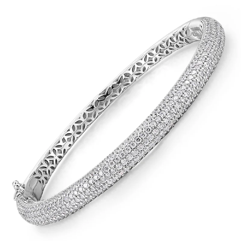 Silver Bangles for Brides-Round Brilliant bangle with 4.24 carats* of diamond simulants in sterling silver