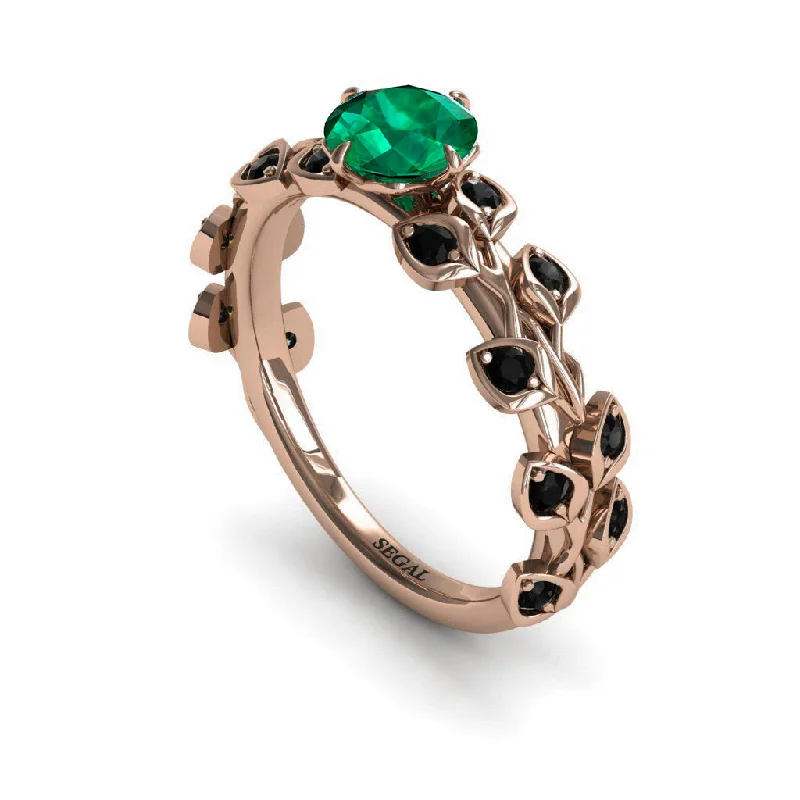 Modern Diamond Rings-Leaves All Around Emerald Ring- Sydney no. 38