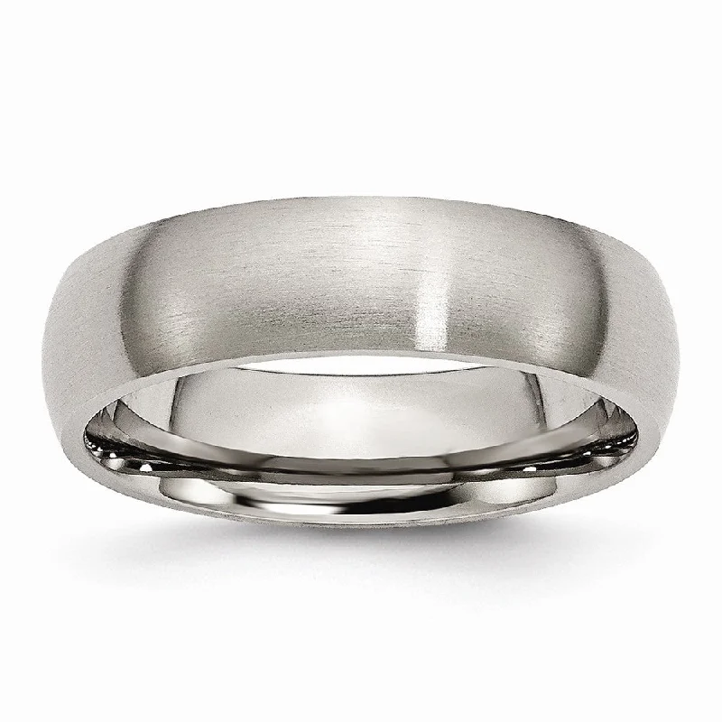 Unique Engagement Rings-Titanium 6mm Brushed Domed Comfort Fit Band