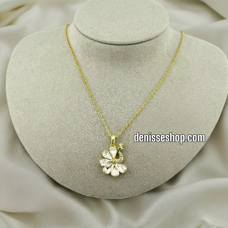 14K WHITE PEACOCK NECKLACE SET  18'' C50