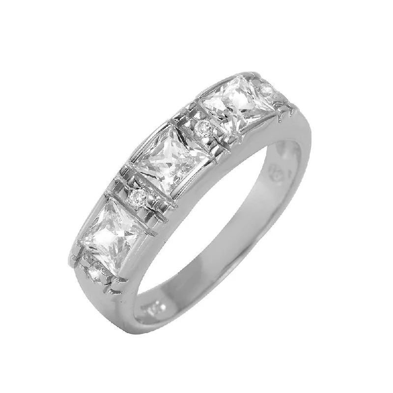 Beautiful Wedding Rings-Silver 925 Rhodium Plated Princess CZ Ring - BGR00955