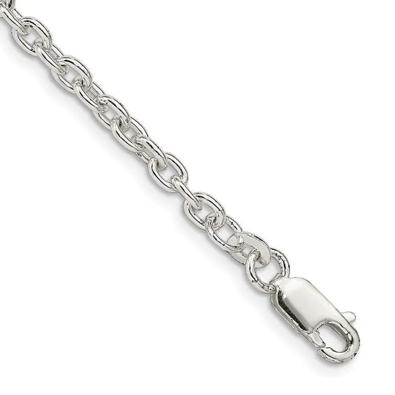 High-End Diamond Bracelets-Sterling Silver 3.5mm Cable Chain Bracelet