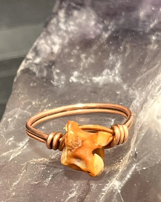 Bold Wedding Bands-Snake Bone Vertebrae Copper Bead Ring