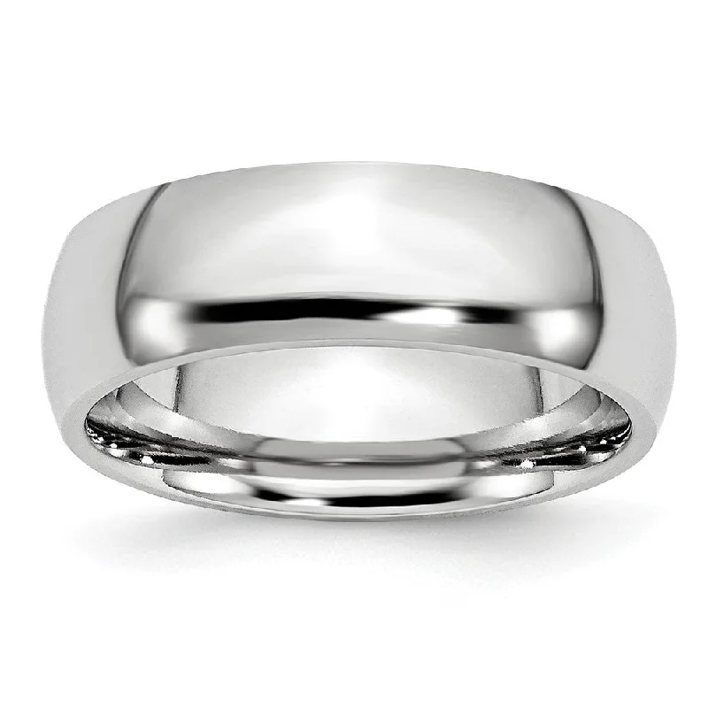 Dainty Silver Rings-7mm Cobalt Polished Domed Standard Fit Band