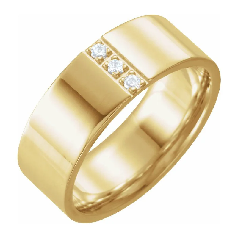 Gold Ring Sets-8mm 14K Yellow Gold 1/10 CTW Diamond Polished Comfort Fit Flat Band