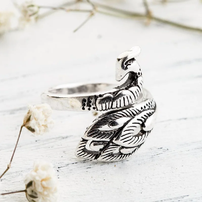 Bold Silver Rings-Secret Of The Peacock Ring