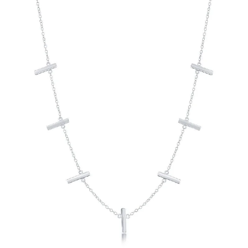 Sterling Silver Verticle Bars Necklace