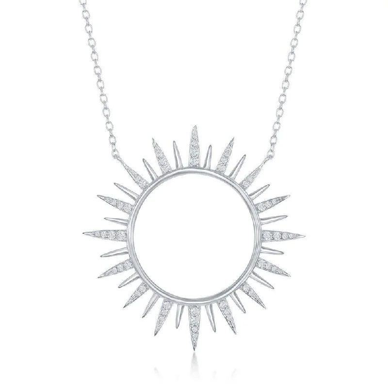 Sterling Silver Cubic Zirconia Sun Necklace