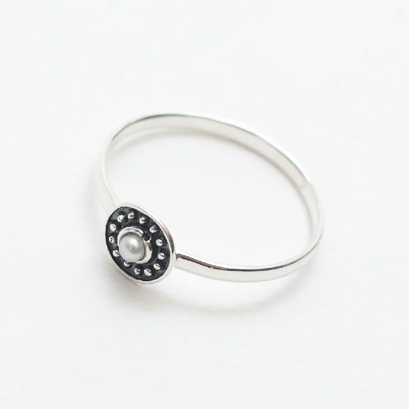 Sparkling Wedding Ring Sets-Small Pearl Dotted Ring