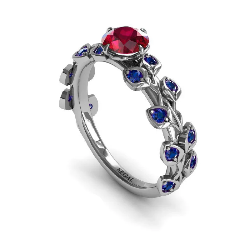 Bold Statement Wedding Rings-Leaves All Around Ruby Ring- Sydney no. 63