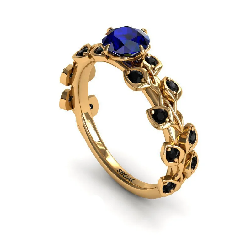 Custom Gold Rings-Leaves All Around Sapphire Ring- Sydney no. 67