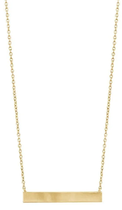 Sterling Silver Gold Plated Plain Sideways Bar Necklace