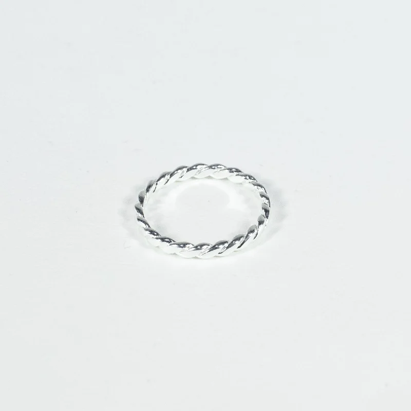 High-Quality Silver Rings-Flat Silver Twisted Ring