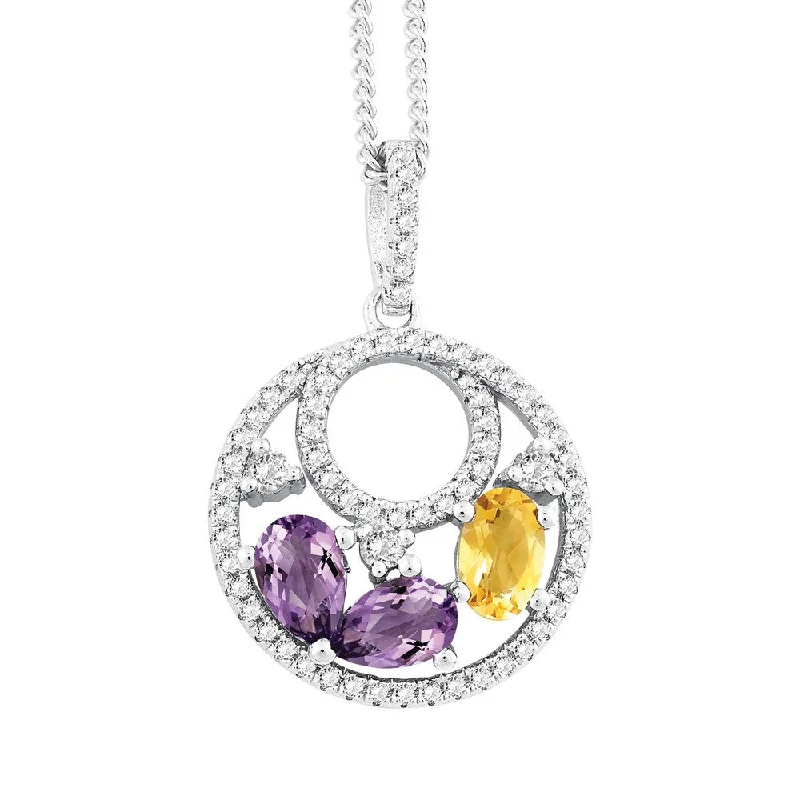 Sterling Silver Multi Oval Citrine Necklace