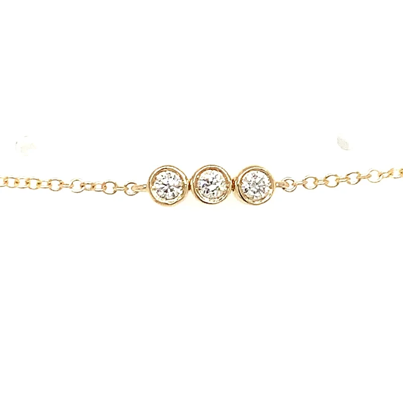 Beautiful Link Bracelets-14k Yellow Gold Diamond Bezel Bracelet