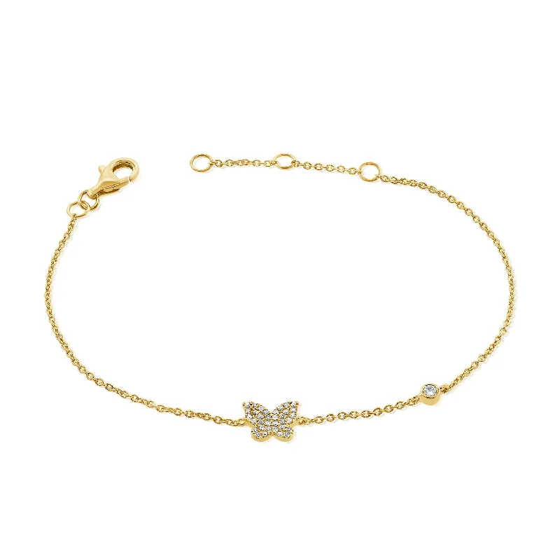 Beautiful Birthstone Bracelets-OKGs Collection 14K Gold Butterfly Diamond Bracelet