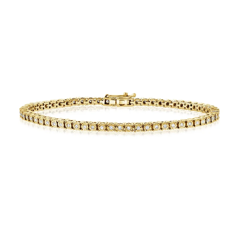 Trendy Crystal Bracelets-Timeless 14K Gold Miracle-Set Diamond Tennis Bracelet