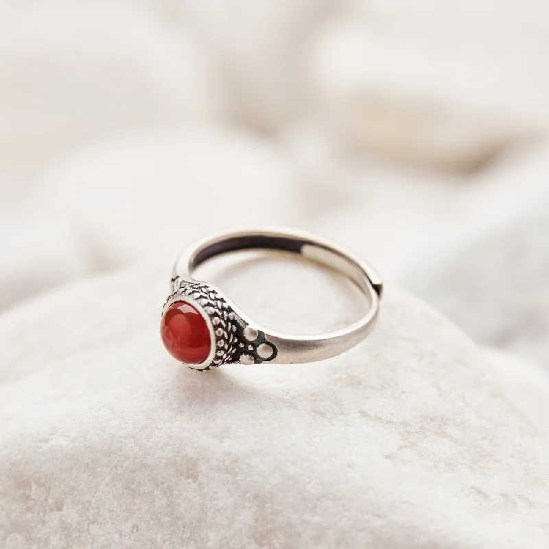 High-Quality Silver Rings-Cherry Crimson Carnelian Ring